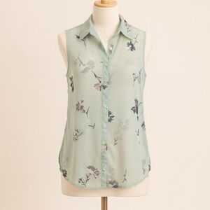 Attention Floral Button-Up Blouse - Mint Green
